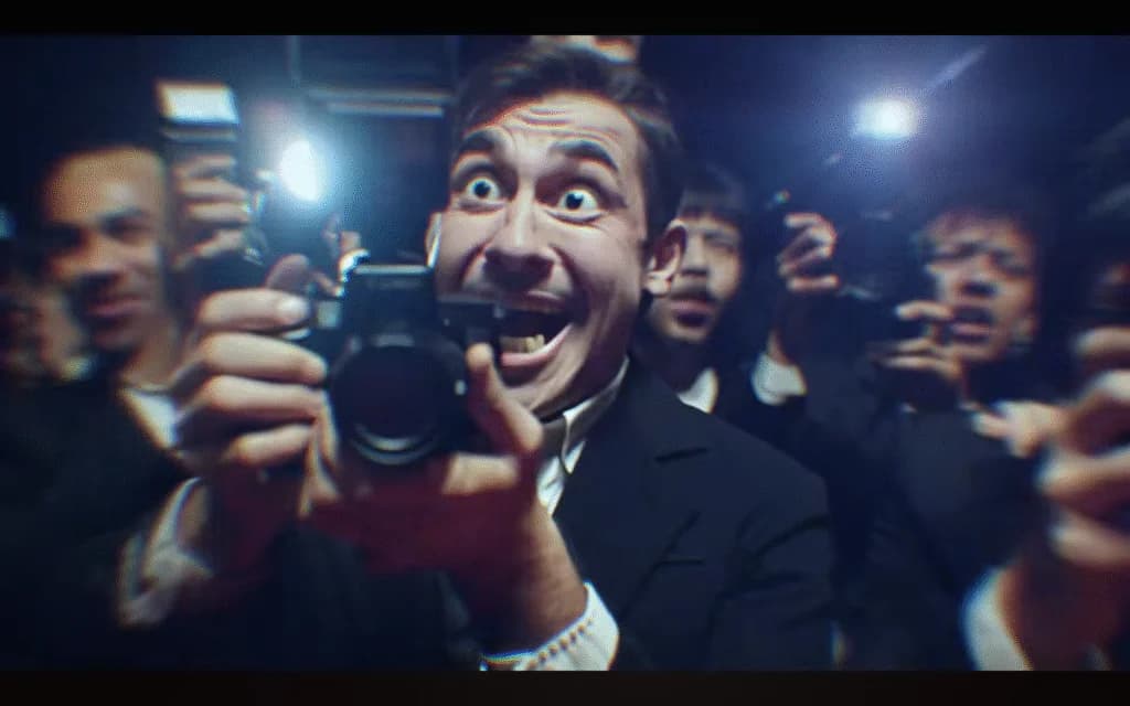 Katseye Gnarly MV | Men wearing suits holding cameras